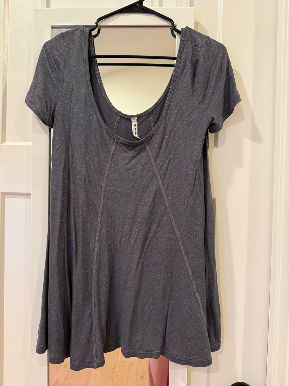 Free People Charcoal Sparkling Gray Sonnet Scoop Neck Tee
